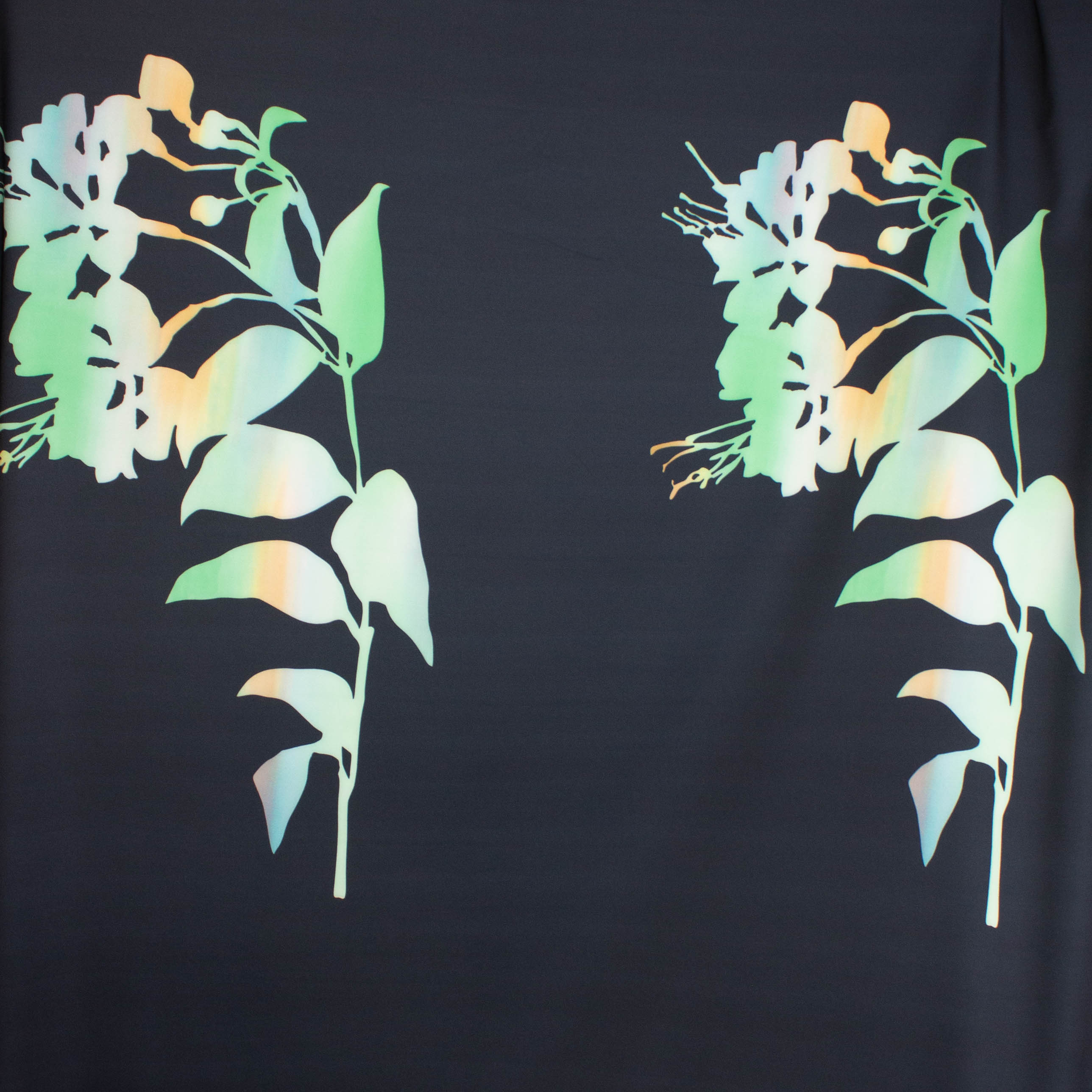 Paneel polyester groen/oranje met kleurrijke bloemen - Lorré